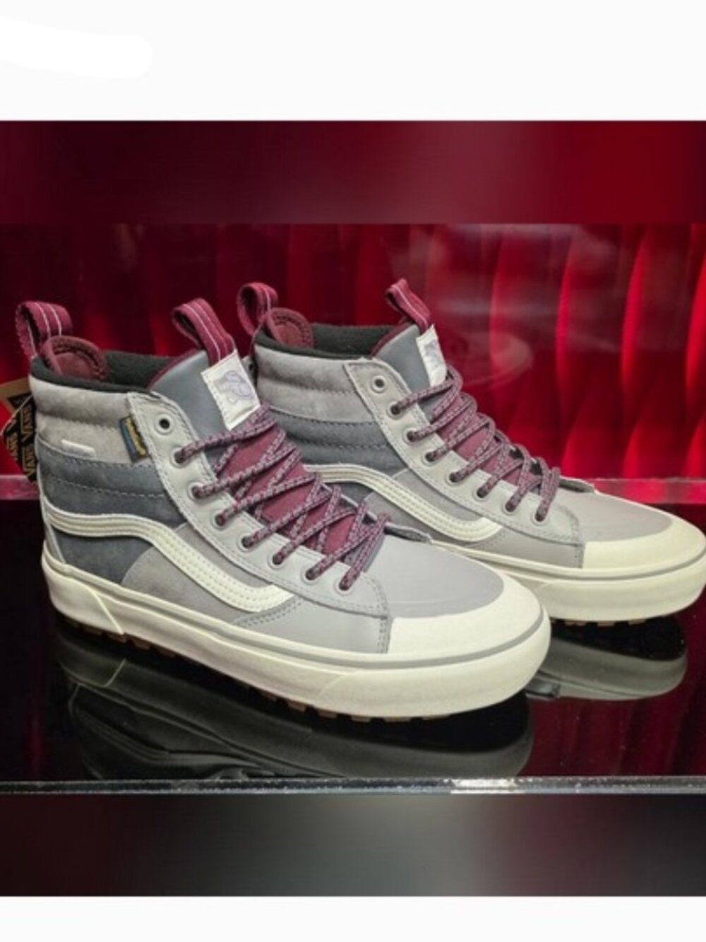 New VANS SK8 UnisexHi MTE-2 Primaloft Shoes Grey/Maroon Mens Size 11.5